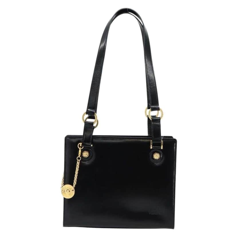 Versace Vintage Shoulder Bag Black Leather Good condition - Front View