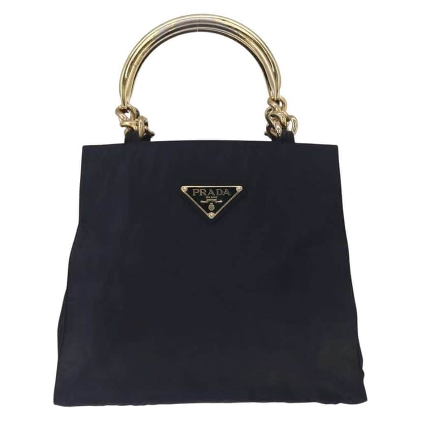 Prada Metal Handles Tote Navy Good condition - Front View