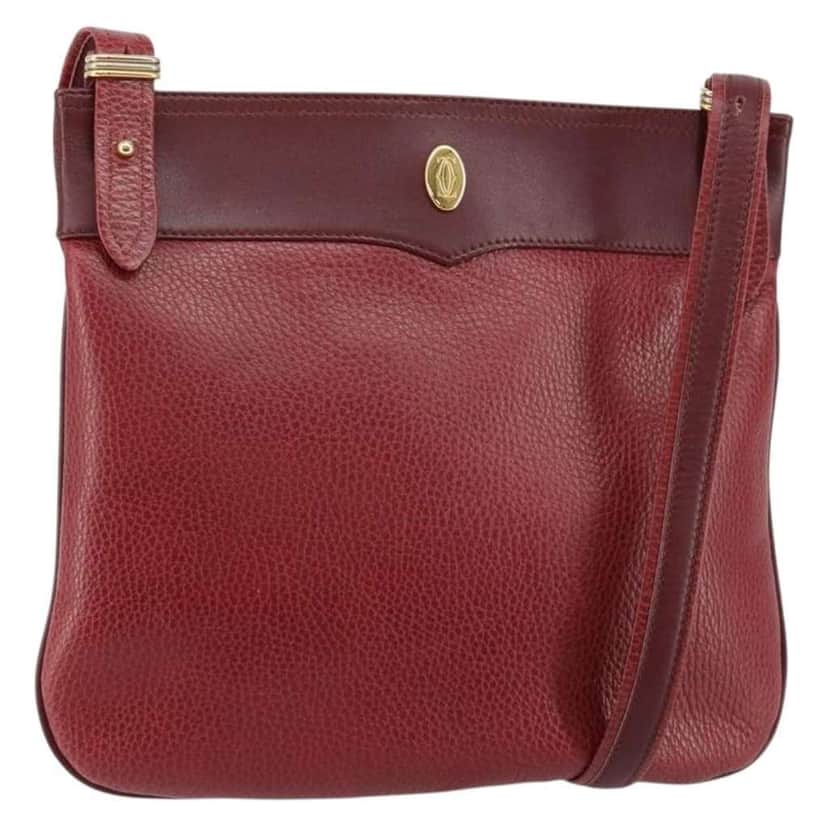 Cartier Must de Cartier Shoulder Bag Burgundy Leather Good condition - Front View