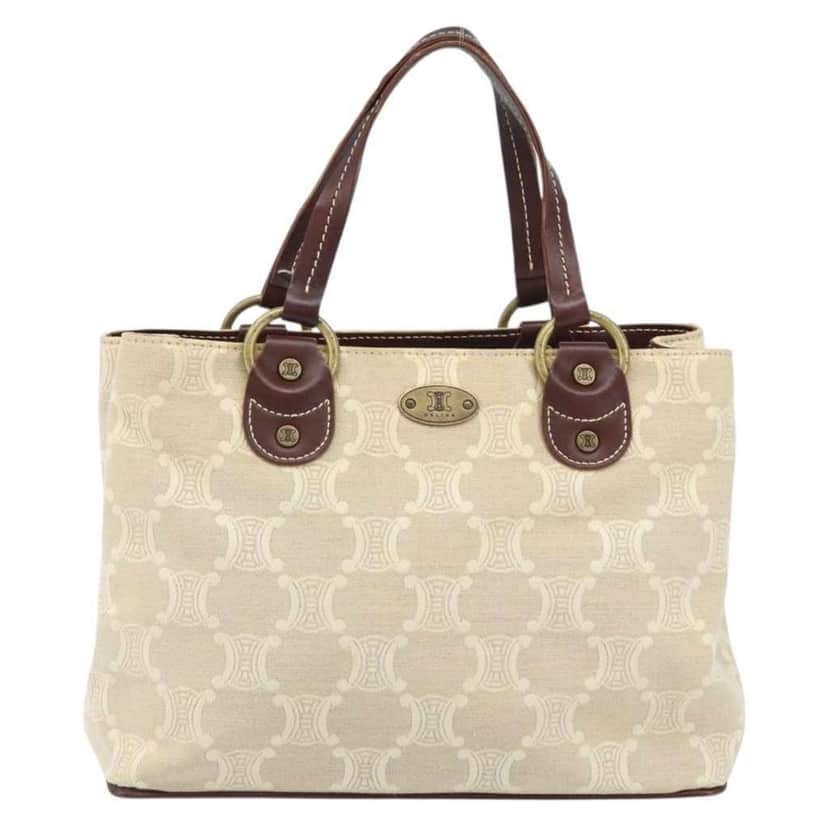 Celine Vintage Macadam Handbag Beige Canvas Good condition - Front View