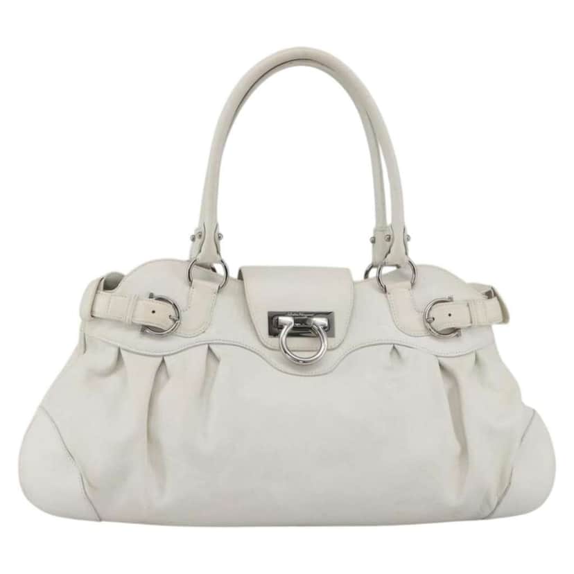 Salvatore Ferragamo Gancini handbag White Leather Good condition - Front View