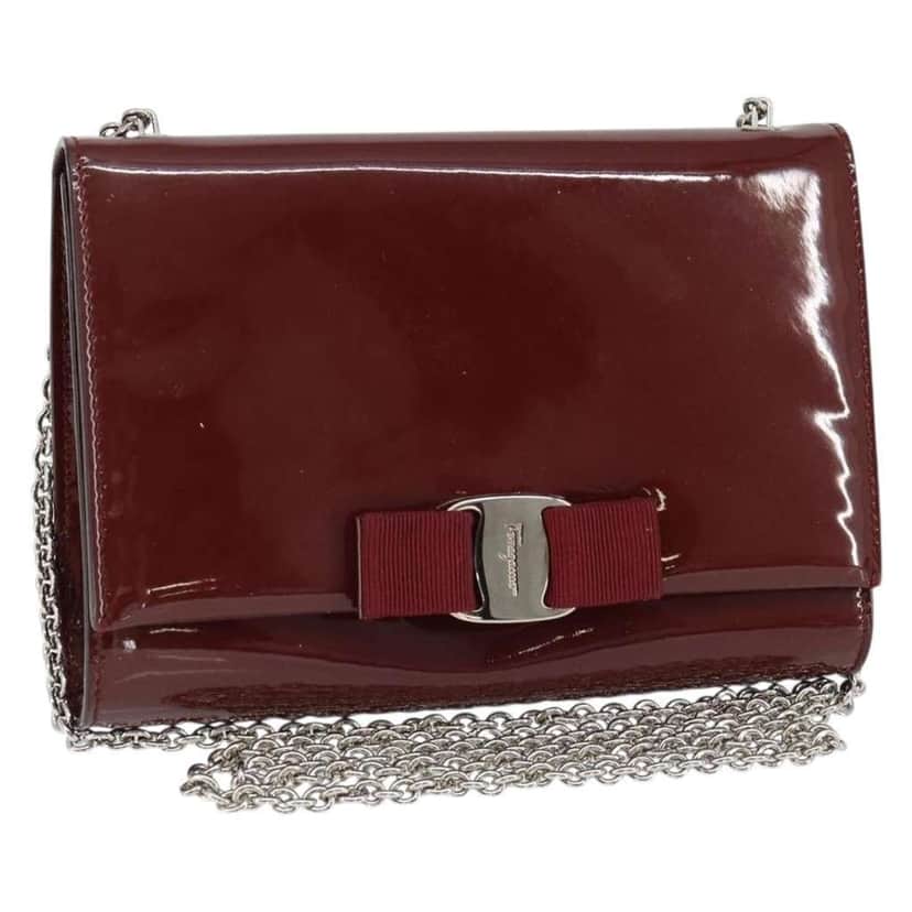 Salvatore Ferragamo Vala Chain Shoulder bag Red Good condition - Front View