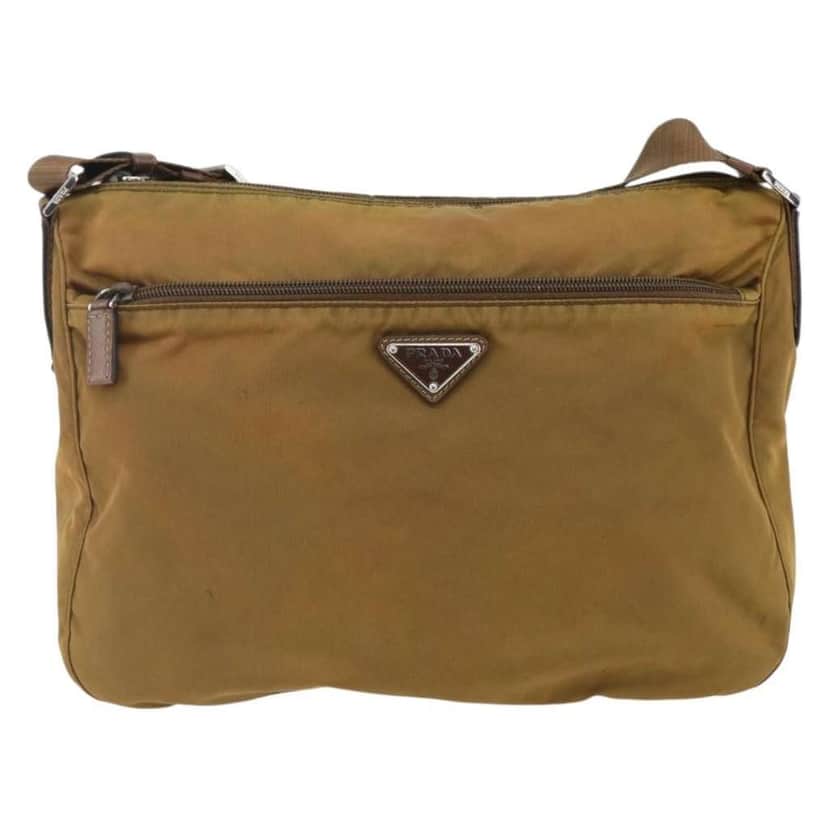 Prada Front Zip Messenger Bag Beige Fair condition - Front View