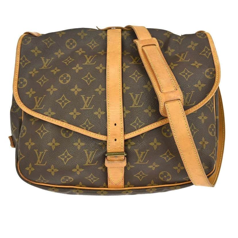 Louis Vuitton Saumur Handbag Brown Canvas Good condition - Front View