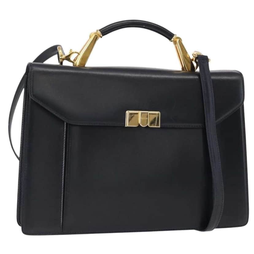 Bally Vintage Handbag Navy Leather Good condition - Front View