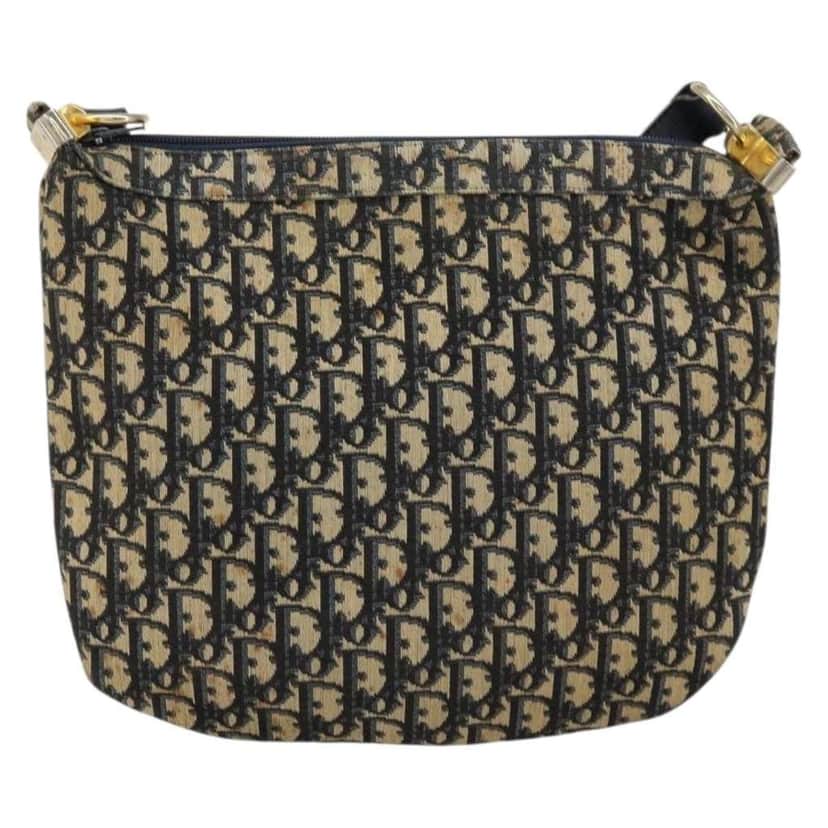 Christian Dior Vintage Trotter Shoulder Bag Navy Canvas Good condition - Front View