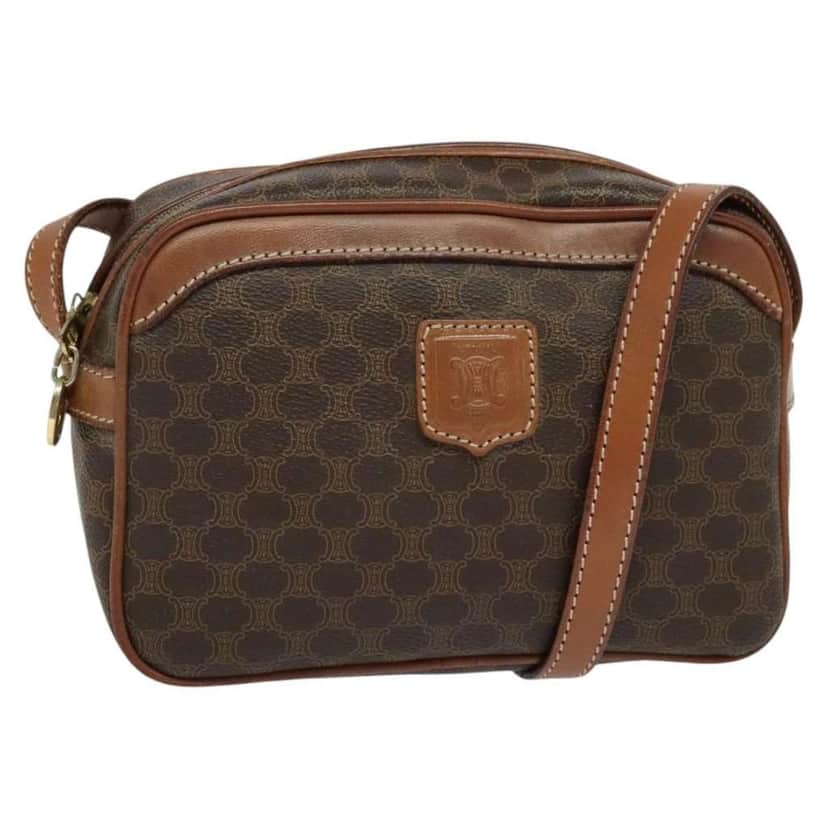 Celine Vintage Macadam Shoulder Bag Brown Good condition - Front View
