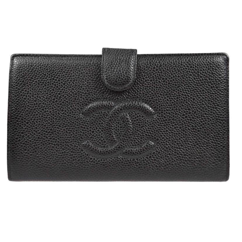 Chanel Timeless CC French Wallet Black Leather Good condition - Front View
