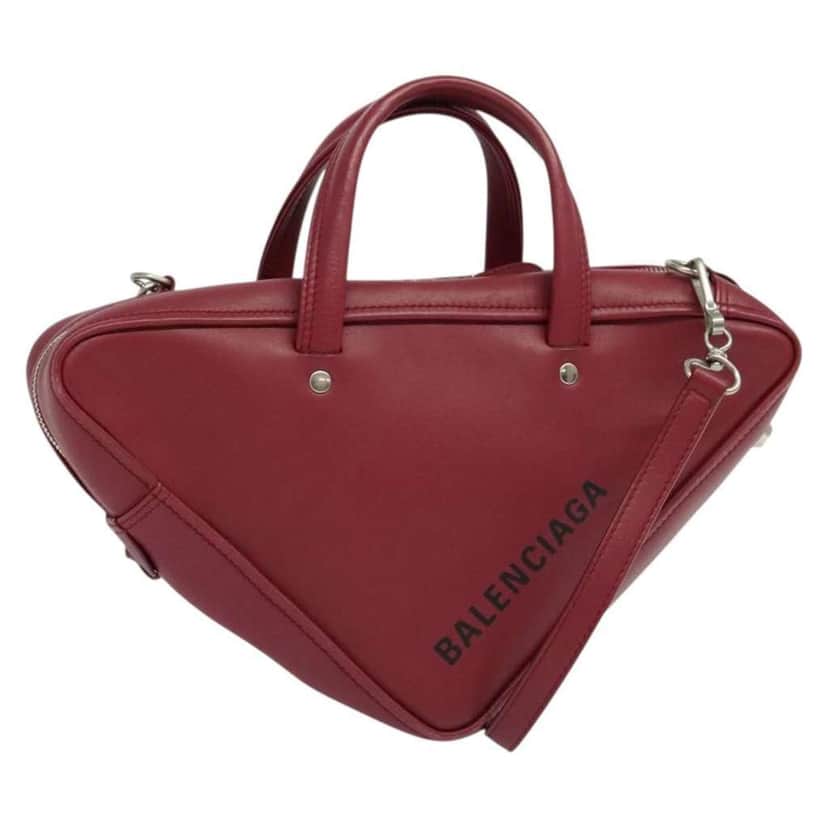 Balenciaga Triangle Duffle Bag Red Leather Good condition - Front View