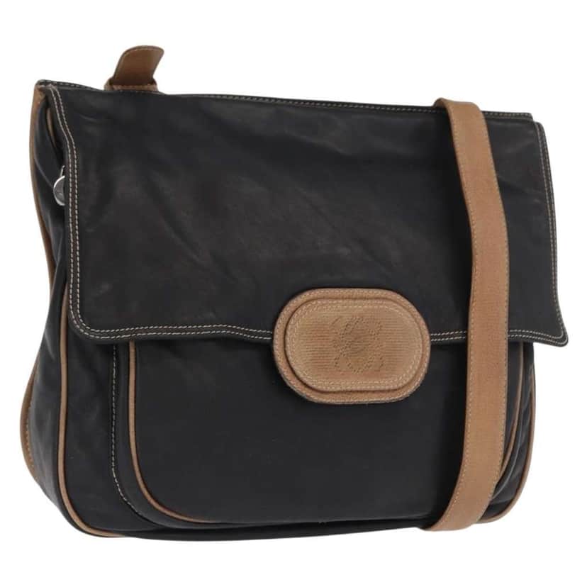 Loewe Anagram Shoulder Bag Black Leather Good condition - Front View