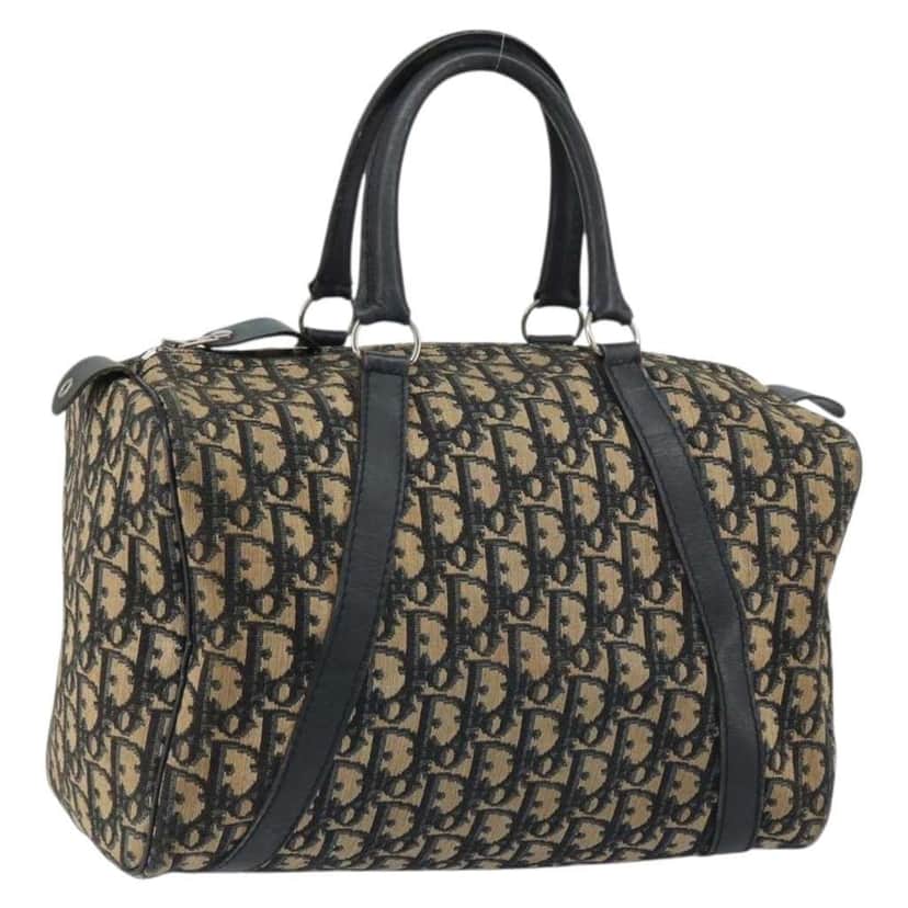 Christian Dior Vintage Trotter Boston Bag Navy Canvas Good condition - Front View