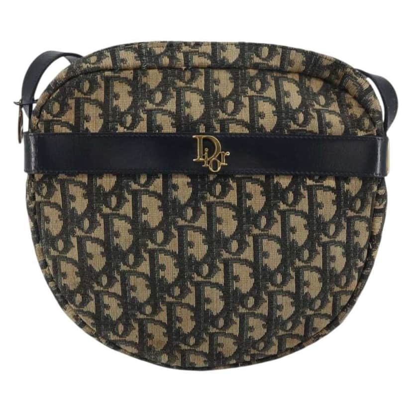 Christian Dior Vintage Trotter Shoulder Bag Navy Canvas Good condition - Front View