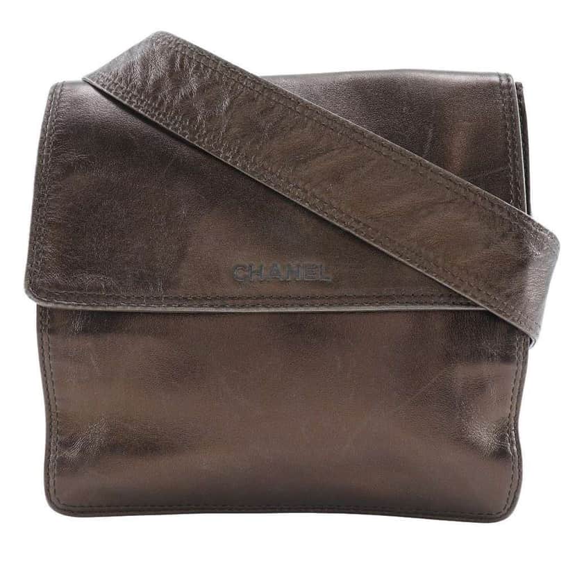 Chanel Vintage Shoulder Bag Brown Leather Good condition - Front View