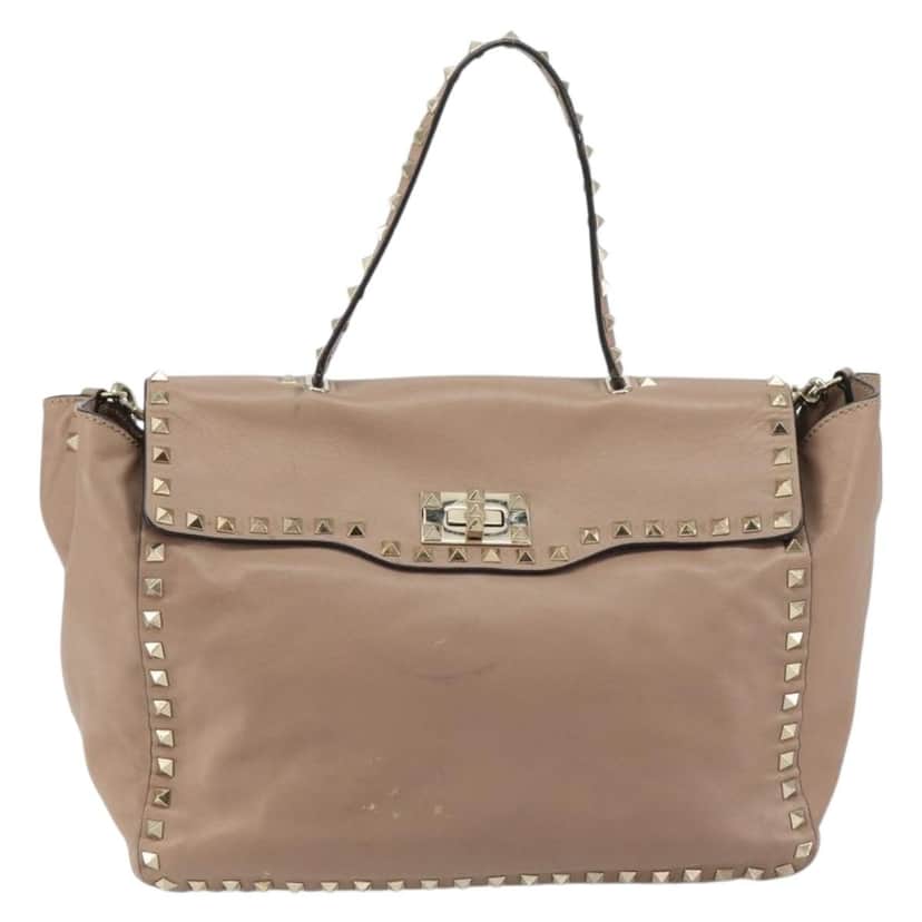 Valentino Garavani Rockstud Tote Beige Leather Fair condition - Front View