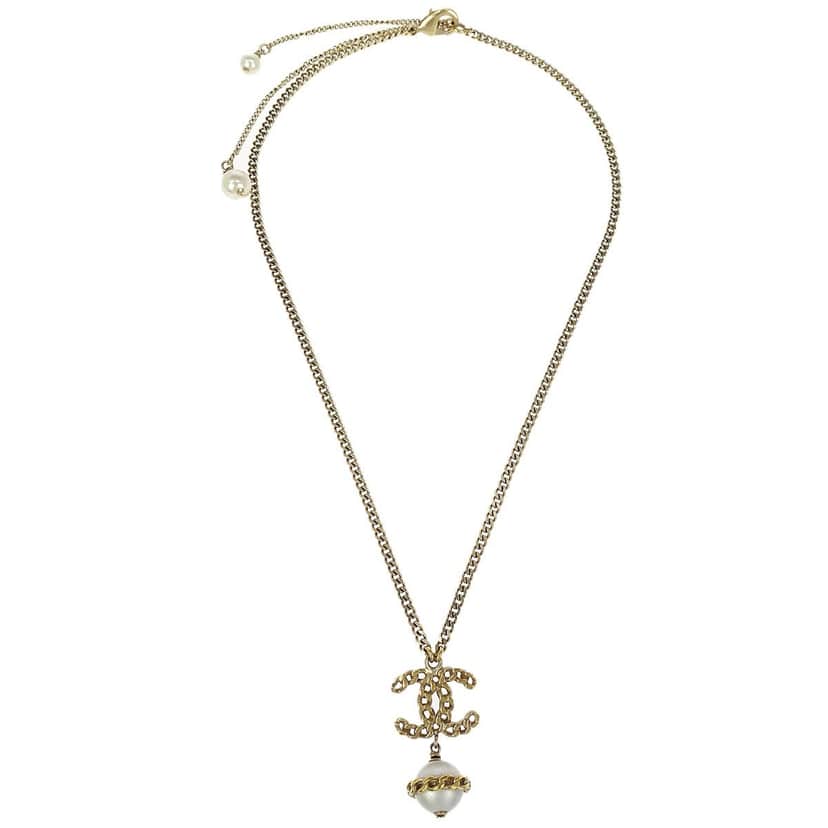 Chanel CC Chain Necklace Gold Good condition - Front View
