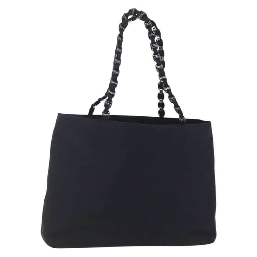Salvatore Ferragamo Vintage Shoulder Bag Black Canvas Good condition - Front View