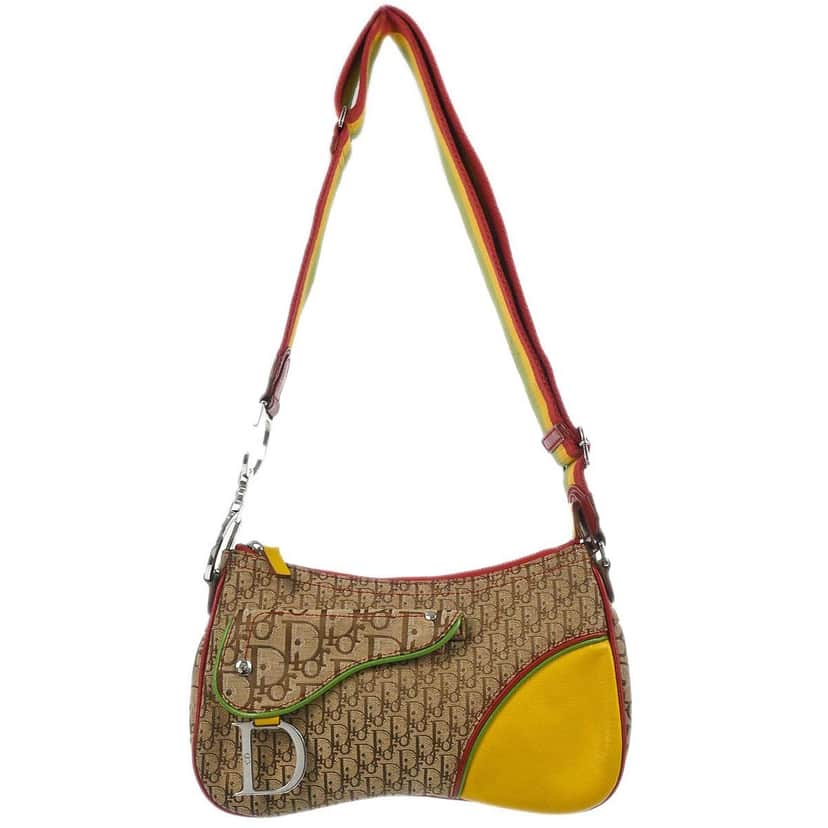 Christian Dior Vintage Rasta Saddle Messenger Bag Other Canvas Good condition - Front View