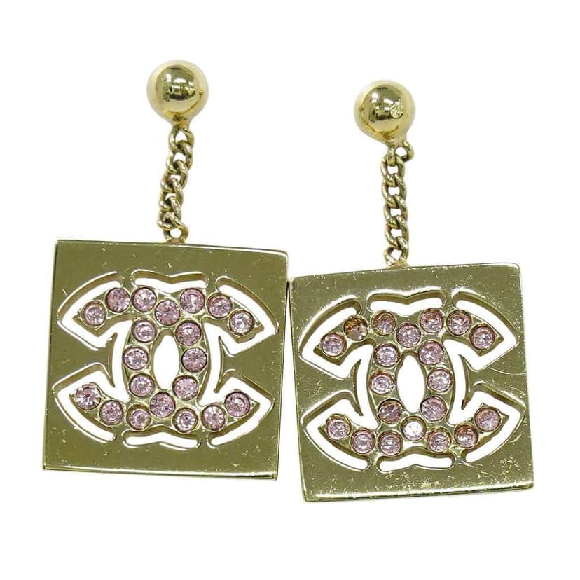 Chanel CC Dangle Earrings Gold Good condition - Front View