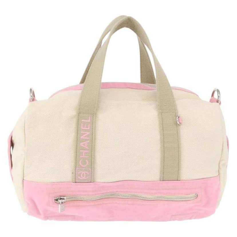 Chanel Sport Line Boston Ba Pink Canvas Good condition - Front View