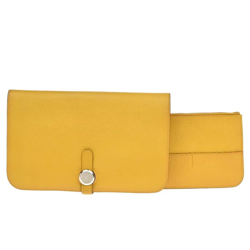 Hermès Dogon Duo Combined Wallet Yellow Leather Good condition - Front View