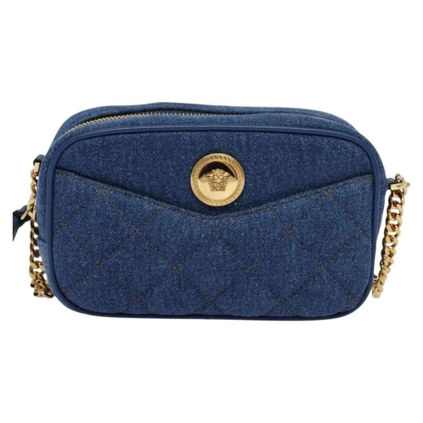 Versace Medusa Icon Front Slip Pocket Camera Bag Blue Canvas Very good condition - Front View