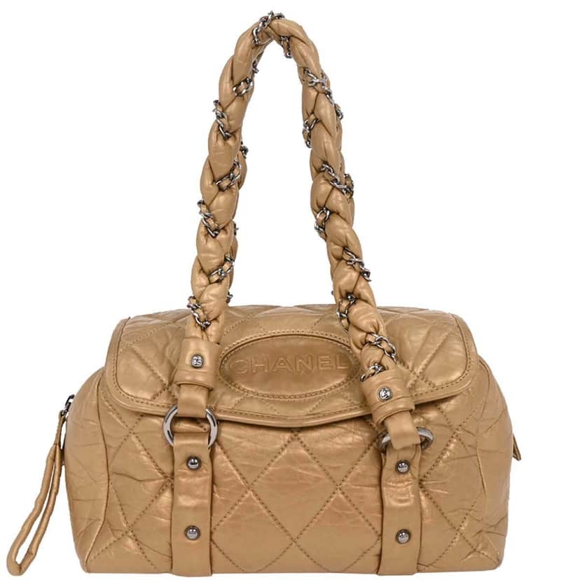 Chanel Lady Braid Flap Tote Gold Leather Good condition - Front View