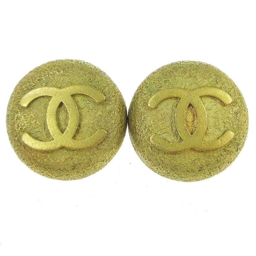 Chanel CC Round Earrings Gold Gold Good condition - Front View