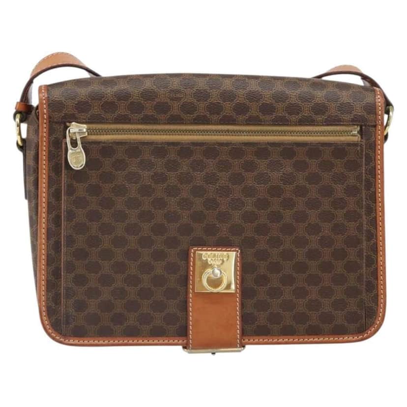 Celine Vintage Macadam Shoulder Bag Brown Canvas Fair condition - Front View