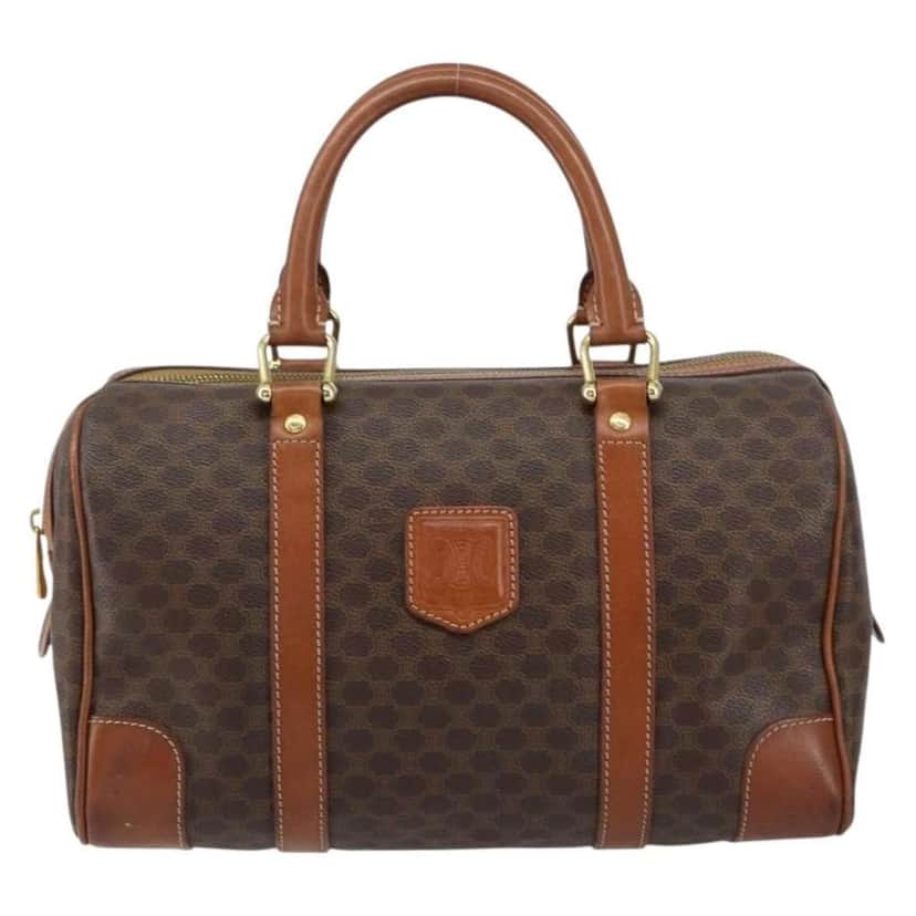 Celine Vintage Macadam Boston bag Brown Canvas Good condition - Front View