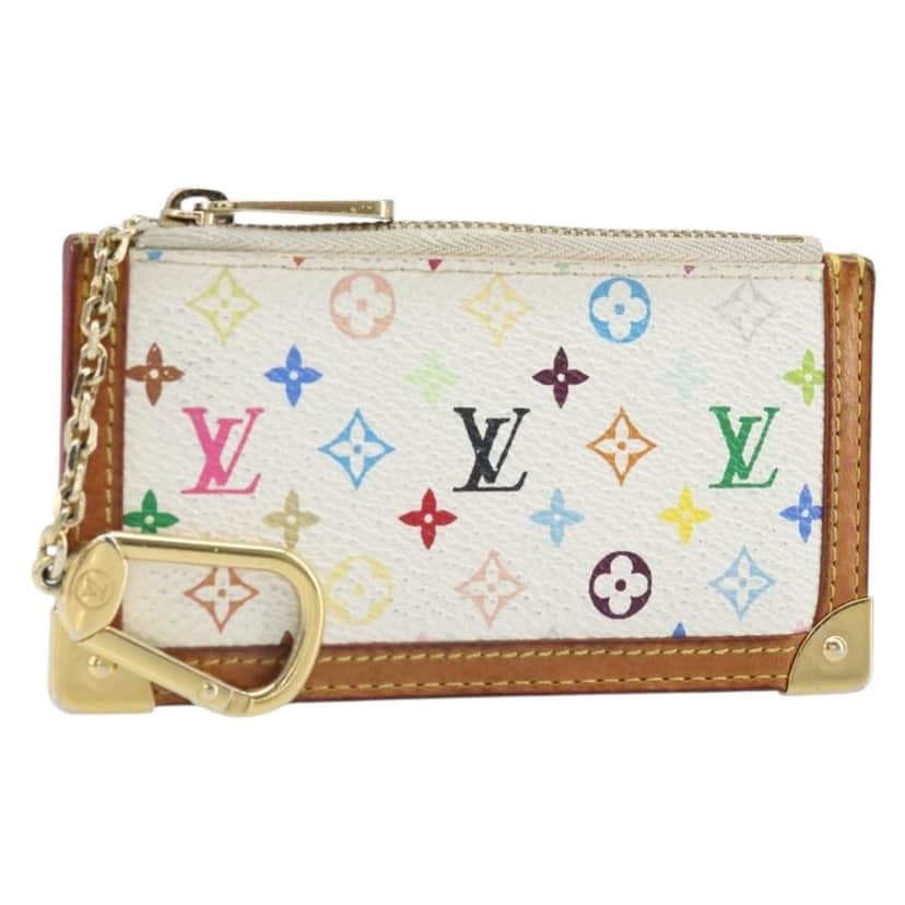 Louis Vuitton Pochette clés NM White Canvas Good condition - Front View