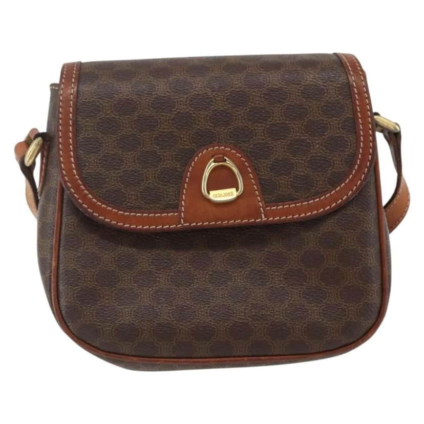 Celine Vintage Macadam Shoulder Bag Brown Canvas Good condition - Front View