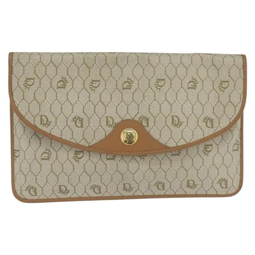 Christian Dior Vintage honeycomb clutch Beige Canvas Good condition - Front View