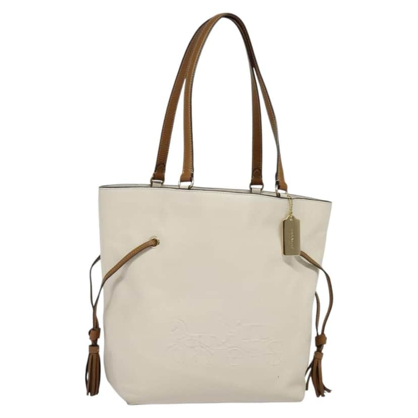 Coach Handbag White Leather Good condition - Front View