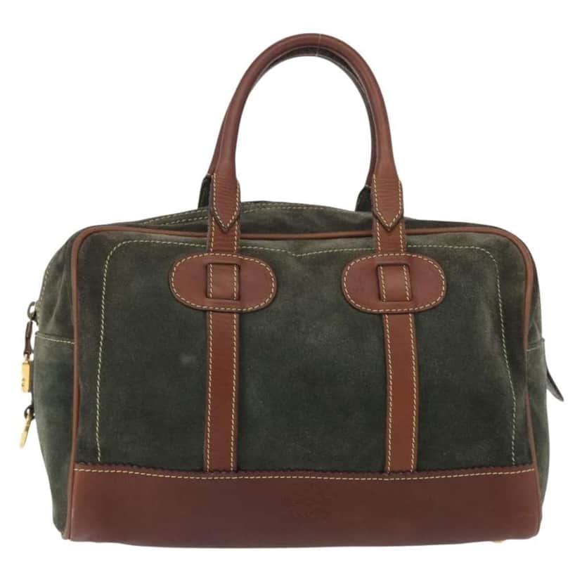 Loewe Anagram handbag Green Suede Fair condition - Front View