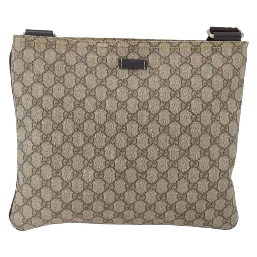 Gucci Zip Top Messenger Bag Beige Canvas Good condition - Front View