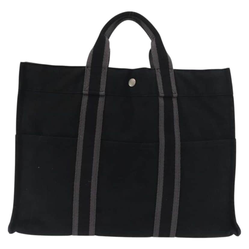 Hermès Fourre Tout Tote Black Canvas Fair condition - Front View