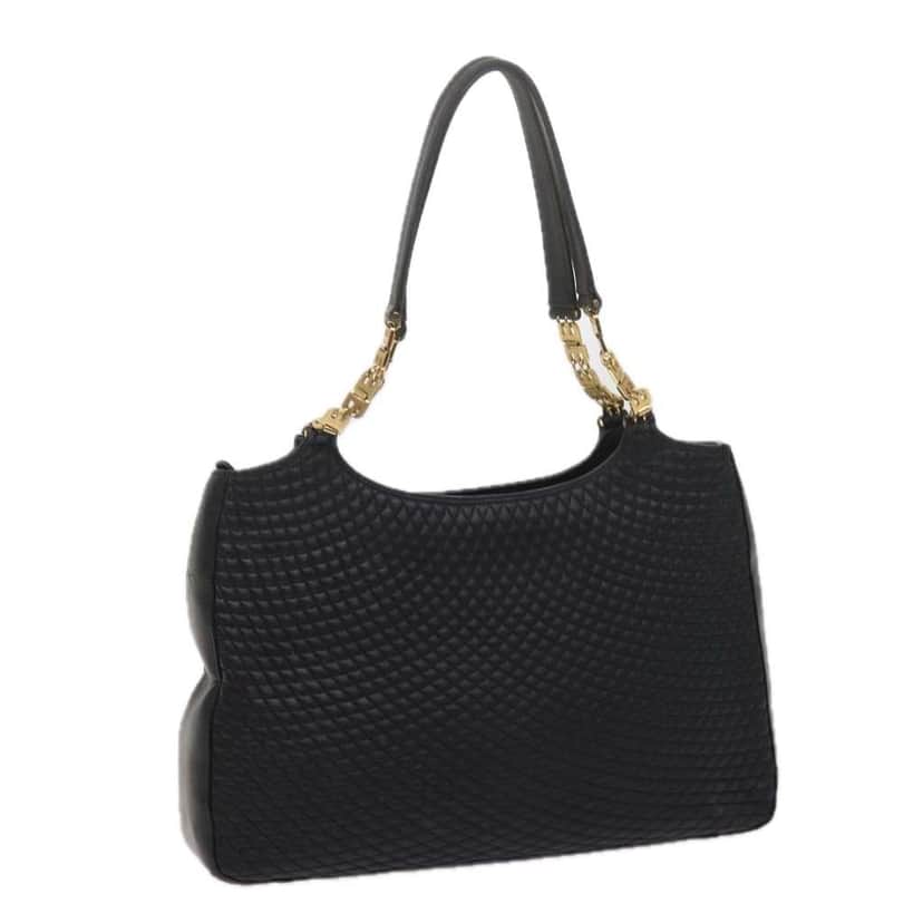 Bally Vintage Chain Shoulder Bag Black Leather Good condition - Front View