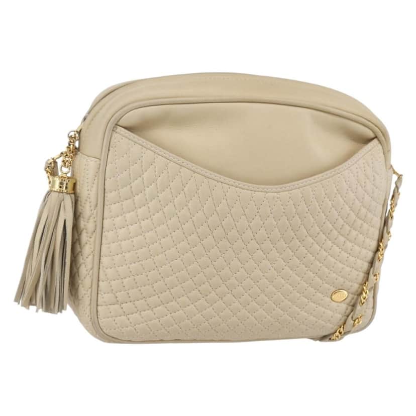 Bally Vintage Shoulder Bag Beige Leather Good condition - Front View