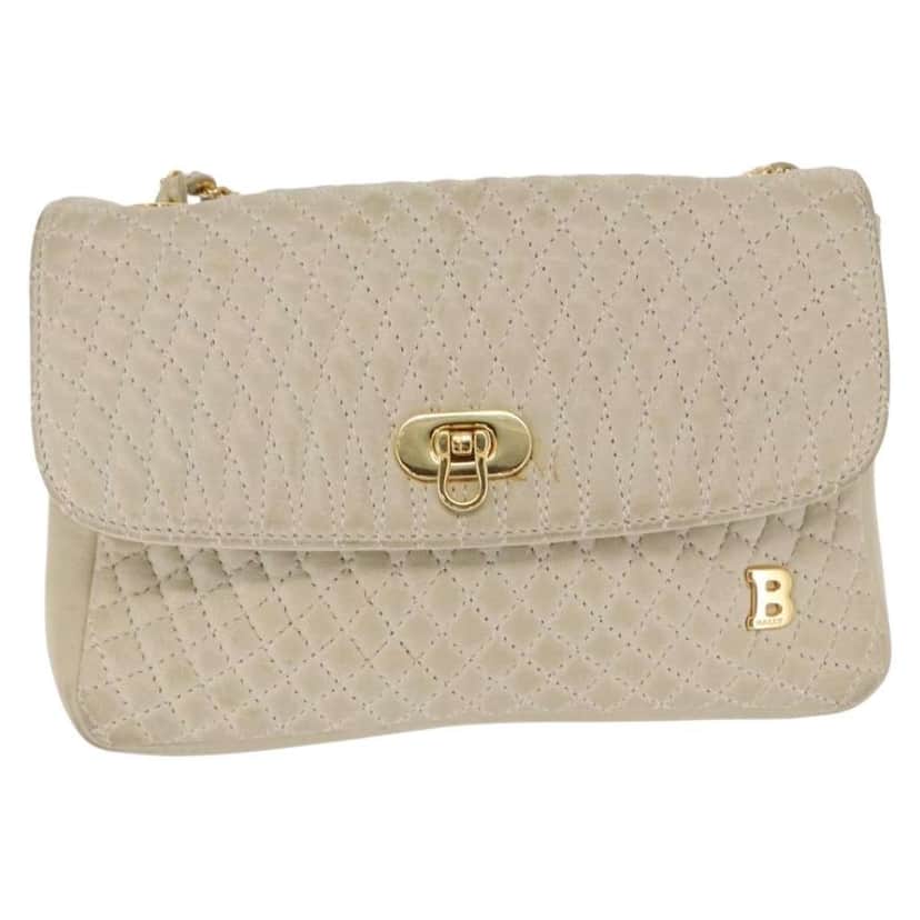 Bally Vintage Chain Shoulder Bag Beige Leather Fair condition - Front View