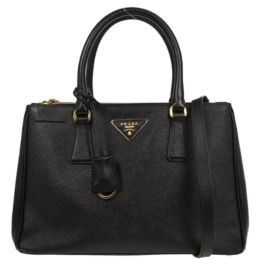 Prada Galleria Double Zip Tote Black Leather Good condition - Front View