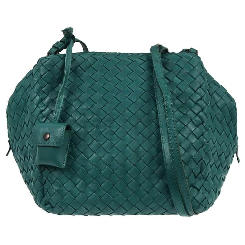 Bottega Veneta Zip Cube Messenger Green Leather Good condition - Front View