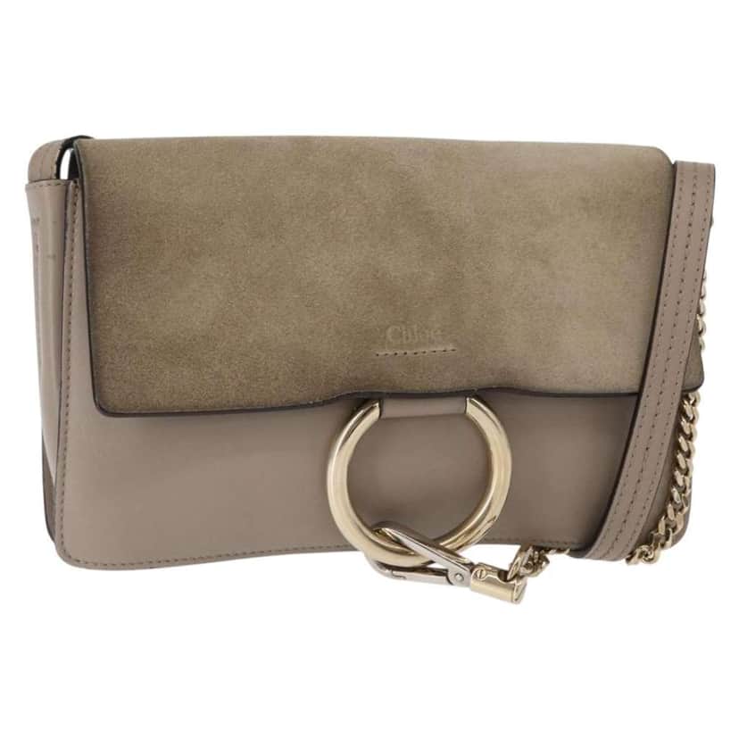Chloe Faye Shoulder Bag Beige Suede Fair condition - Front View