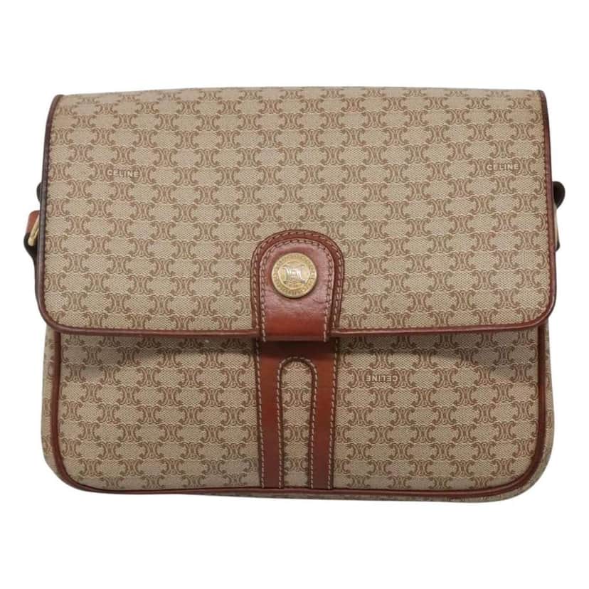 Celine Vintage Macadam Shoulder Bag Beige Canvas Good condition - Front View