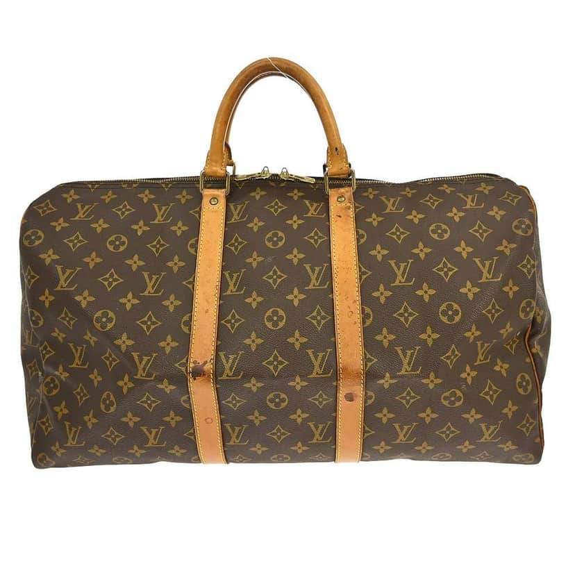 Louis Vuitton Keepall Bag Brown Canvas Fair condition - Front View