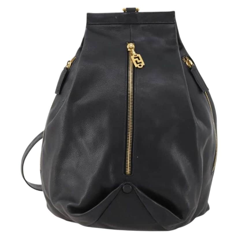 Versace Vintage Shoulder Bag Black Leather Good condition - Front View