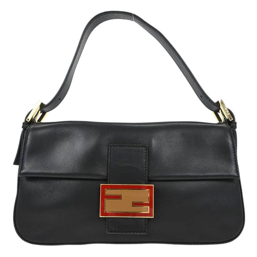Fendi Baguette Bag Black Leather Good condition - Front View