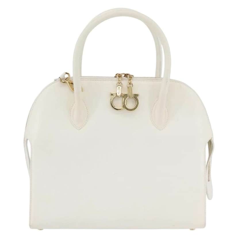 Salvatore Ferragamo Gancini handbag White Leather Fair condition - Front View