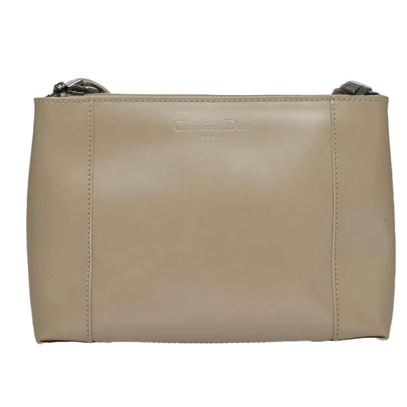 Christian Dior Vintage Zip Shoulder Bag Beige Good condition - Front View