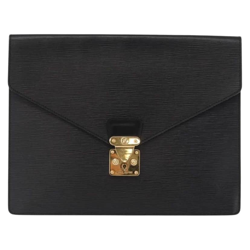 Louis Vuitton Porte-Documents Senateur Bag Black Leather Good condition - Front View