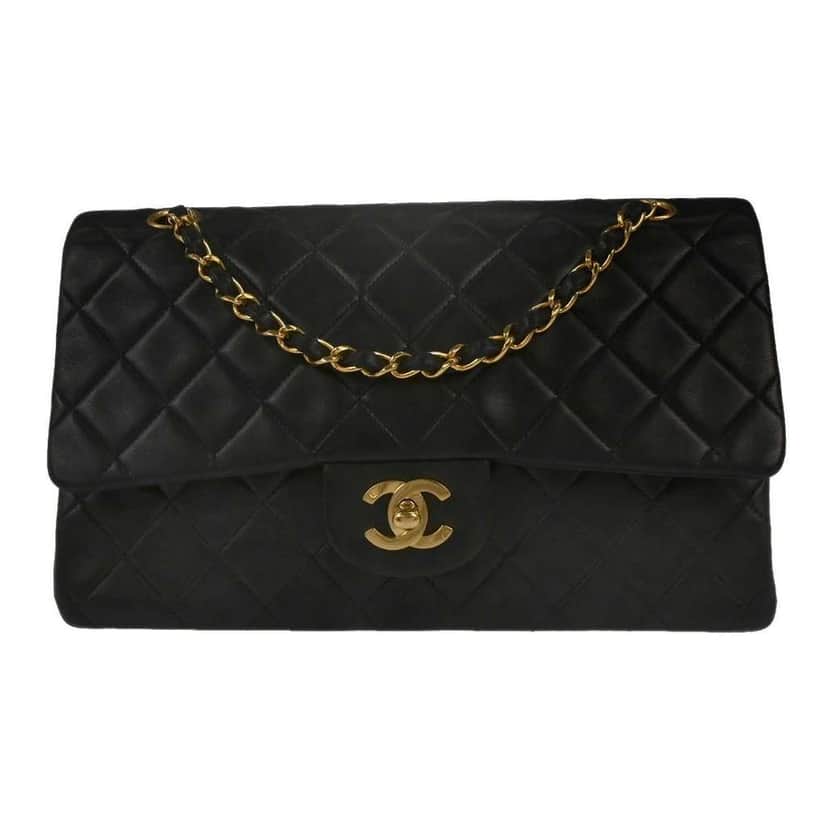 Chanel Timeless - Classic Double Flap Bag Black Leather Good condition - Front View